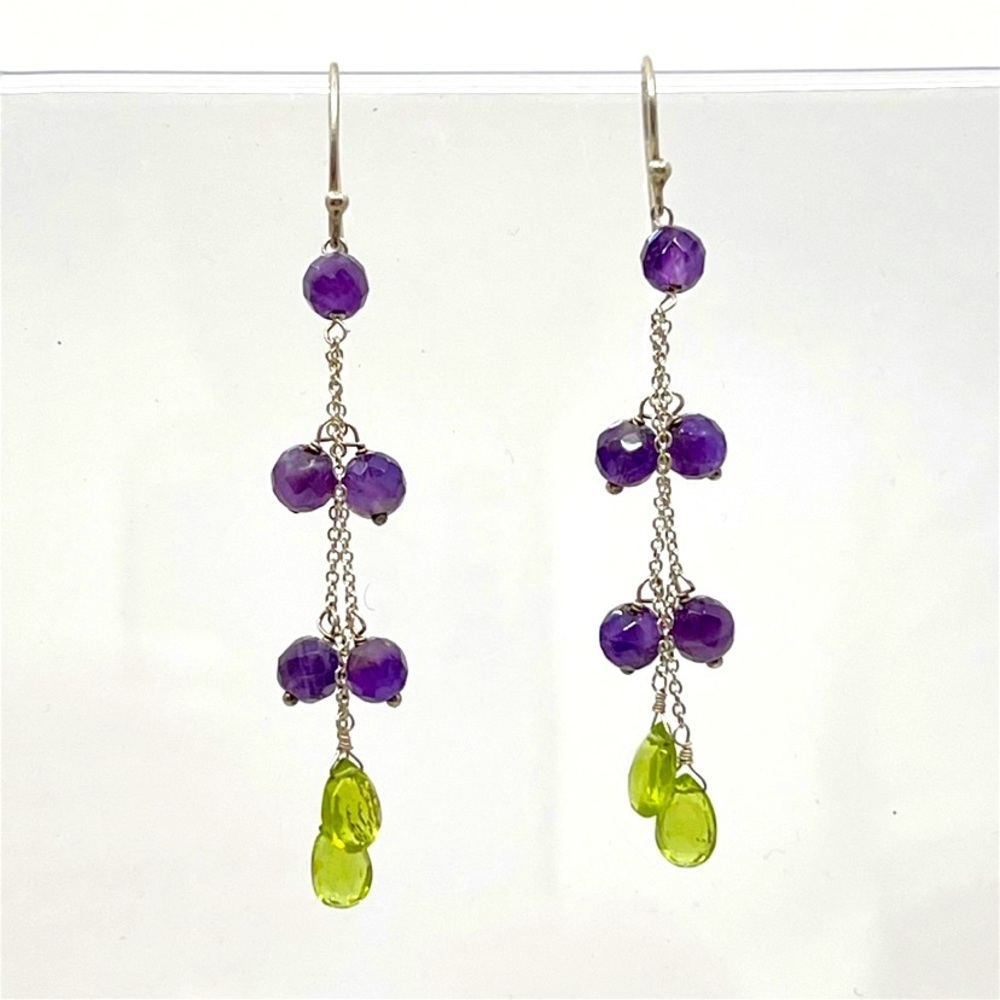 sterling‎ silver amethyst & peridot earrings
